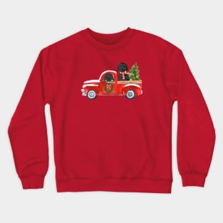 Black Lab Dogs Red Christmas Truck Crewneck Sweatshirt